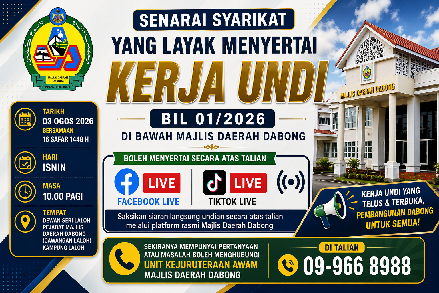 SENARAI SYARIKAT YANG LAYAK MENYERTAI KERJA UNDI BIL. 01/2026